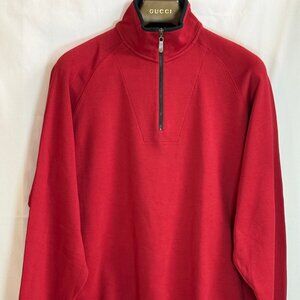 Bobby Jones Pima Cotton Men's Mock Neck 1/4 Zip Long Sleeves Pullover - Red - XL